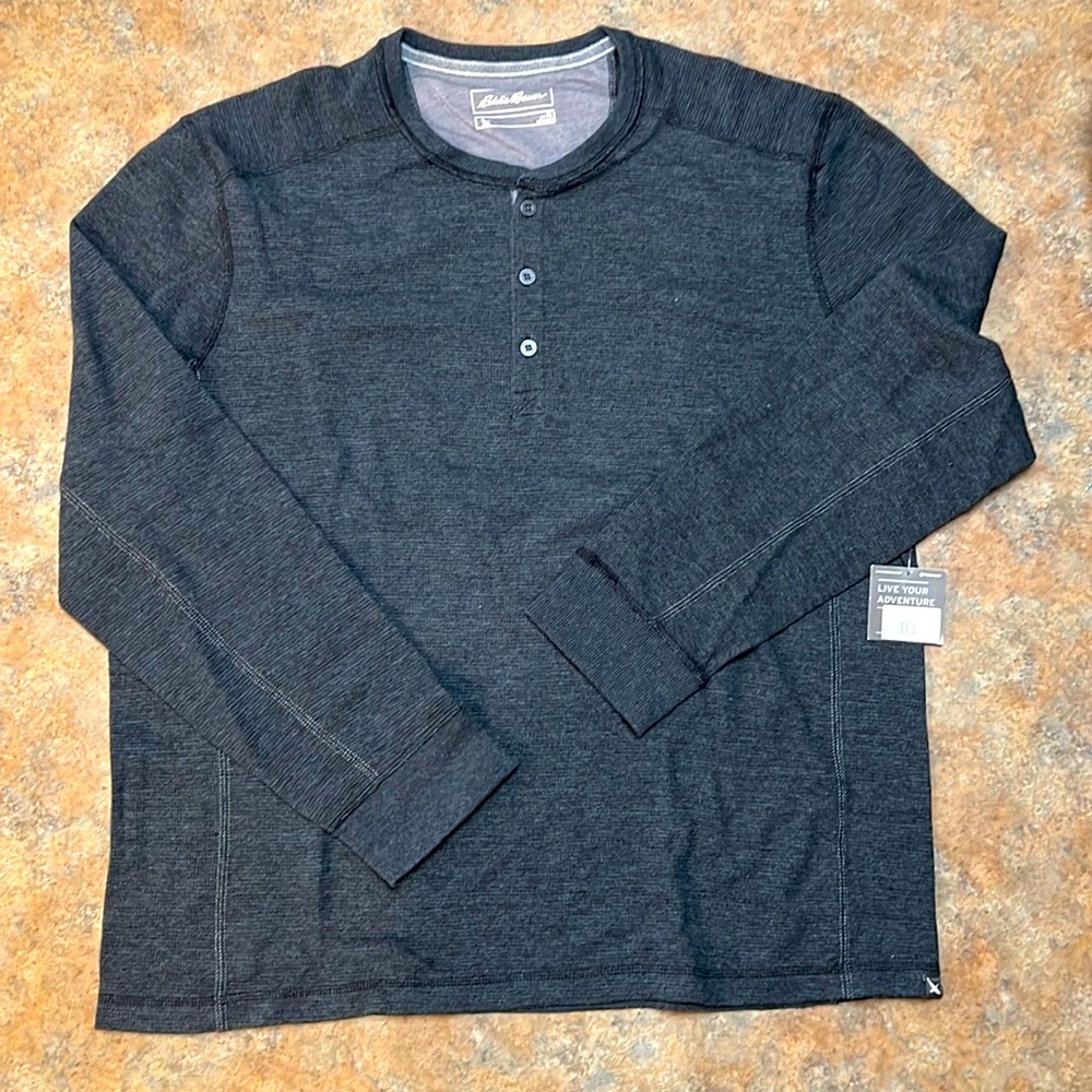 Eddie Bauer Thermal Henley -XL Faded Black